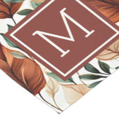 Herfst terra cotta en salie bladeren patroonmonogr korte tafelloper (Hoek)