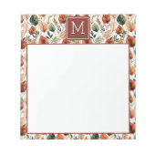 Herfst terra cotta en salie bladeren patroonmonogr notitieblok (Voorkant)