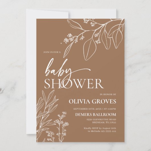 Herfst terracotta Baby shower Kaart (Voorkant)