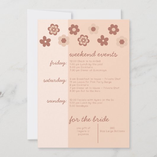 Herfst Terracotta Bachelorette Party Scottsdale Kaart (Achterkant)