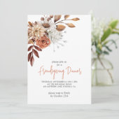 Herfst Terracotta Bisque Floral Friendsgiving Kaart (Staand voorkant)