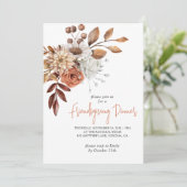 Herfst Terracotta Bisque Floral Friendsgiving Kaart (Staand voorkant)