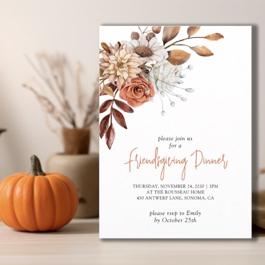 Herfst Terracotta Bisque Floral Friendsgiving Kaart