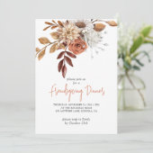 Herfst Terracotta Bisque Floral Friendsgiving Kaart (Staand voorkant)