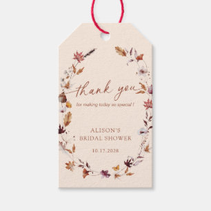 Herfst Terracotta Blad Krans Bruidsdouche Cadeaulabel
