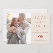 Herfst Terracotta Bladeren Foto Bewaar De Datum Tr Save The Date (Voorkant)