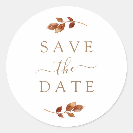 Herfst Terracotta Bladeren Save The Date Envelope  Ronde Sticker (Voorkant)