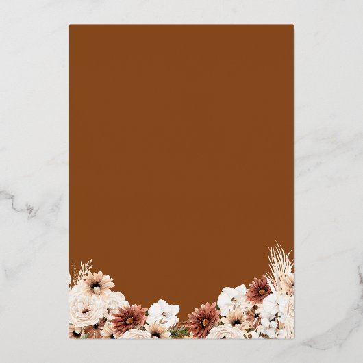 Herfst Terracotta Bloem Bruiloft Jubileum Goud Folie Uitnodiging (Achterkant)