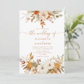 Herfst terracotta bloemen elegante bruiloft kaart (Staand voorkant)