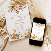 Herfst terracotta bloemen elegante bruiloft kaart