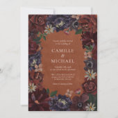 Herfst Terracotta Bloemen Huwelijksuitnodiging Kaart (Voorkant)