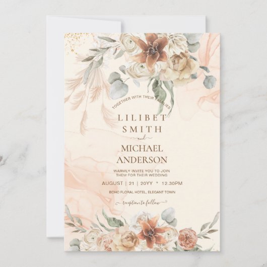 Herfst Terracotta Bloemen Pampas Gras TROUWEN (Voorkant)