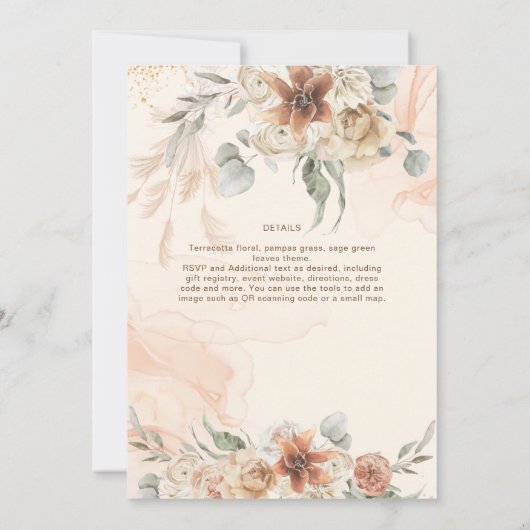 Herfst Terracotta Bloemen Pampas Gras TROUWEN (Achterkant)