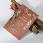 Herfst terracotta bloemenbruiloft QR code details Kaart