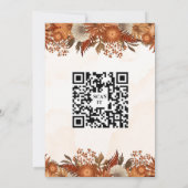 Herfst Terracotta Bloemencode QR Code Trouwuitnodi Kaart (Achterkant)