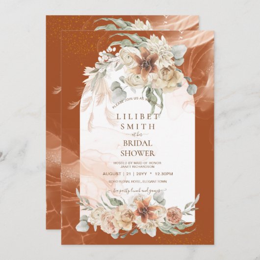 Herfst Terracotta Bloemengruis Pampasgras BRUIDSSC (Voorkant / Achterkant)