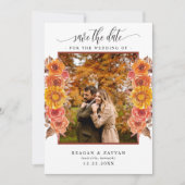 Herfst Terracotta Bloemige Foto Save The Date (Voorkant)