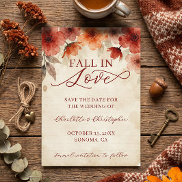 Herfst Terracotta Bloemige Verliefd Trouwen Save The Date
