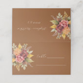 Herfst Terracotta Boho Bloemen Rustieke Bruiloft Plaatskaartje (Buitenkant ongevouwen)