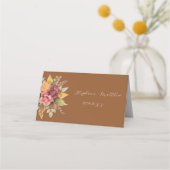 Herfst Terracotta Boho Bloemen Rustieke Bruiloft Plaatskaartje (Achterkant)