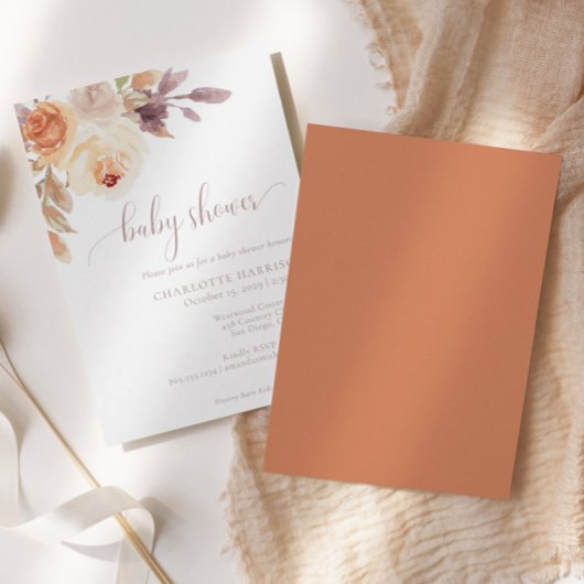 Herfst Terracotta Boho Floral | BABY SHOWER Kaart