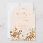 Herfst terracotta boog moderne foto bruiloft kaart (Voorkant)