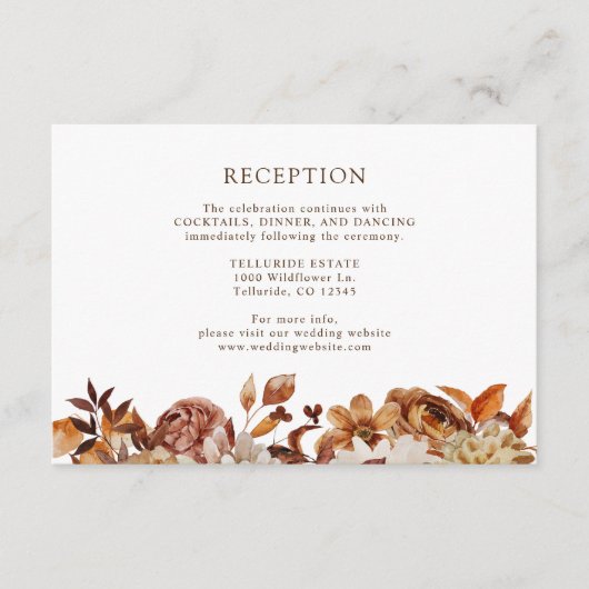 Herfst Terracotta Botanical Wedding Reception Informatiekaartje (Voorkant)