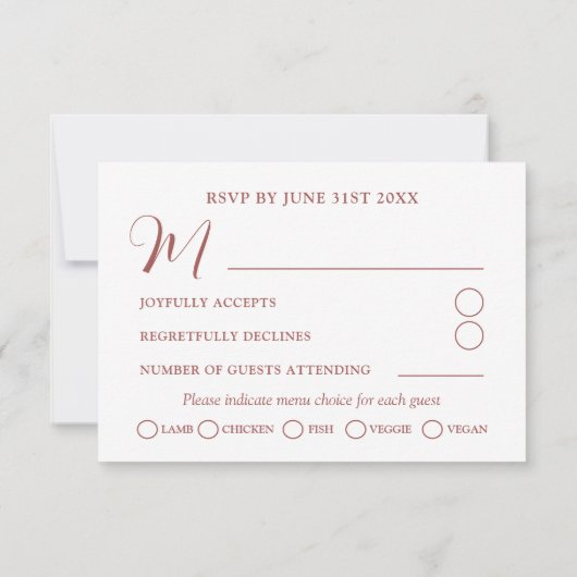 Herfst Terracotta Botanische RSVP bruiloft (Achterkant)