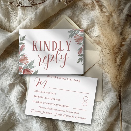 Herfst Terracotta Botanische RSVP bruiloft Kaartje