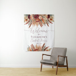 Herfst Terracotta Bourgogne Bloemen Pampas Achterg Wandkleed