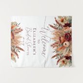 Herfst Terracotta Bourgogne Bloemen Pampas Achterg Wandkleed (Voorkant (horizontaal))