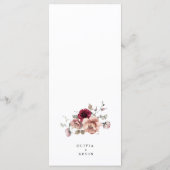 Herfst Terracotta Bourgondië aardachtig bloemenbru Menu (Achterkant)