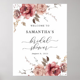 Herfst Terracotta Bourgondië Aardig welkomstbord Poster