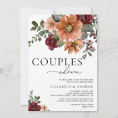 Herfst Terracotta Bourgondië Bloemenkoppels Douche Kaart (Voorkant)