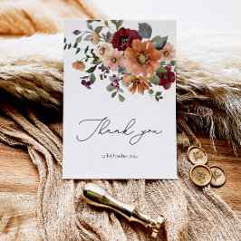 Herfst Terracotta Bourgondië Floral Dank u kaart