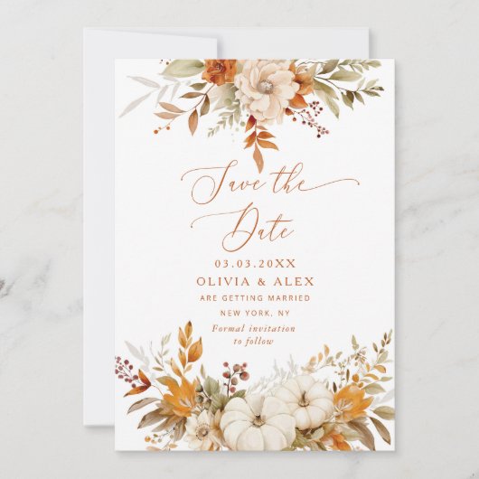 Herfst terracotta bruiloft Save the Date Kaart (Voorkant)