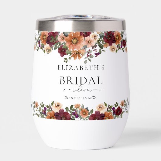 Herfst Terracotta Burgundy Floral Vrijgezellenfees (Voorkant)