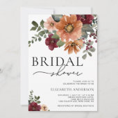 Herfst Terracotta Burgundy Floral Vrijgezellenfees Kaart (Voorkant)