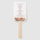 Herfst Terracotta Burgundy Floral Wedding Programm Handwaaier (Achterkant)