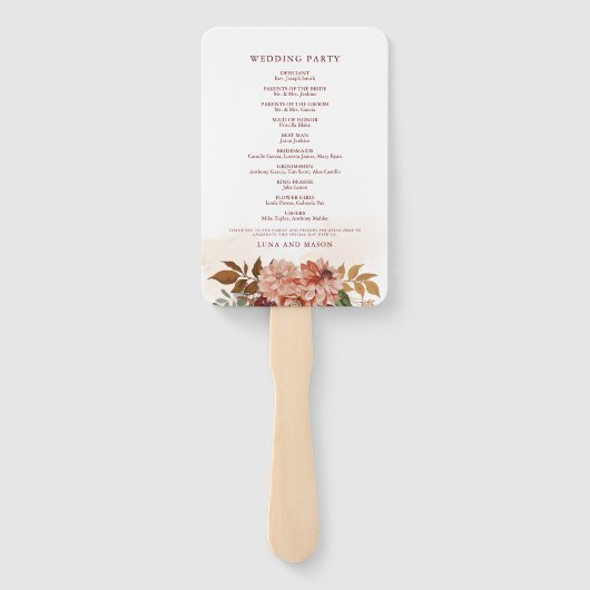 Herfst Terracotta Burgundy Floral Wedding Programm Handwaaier