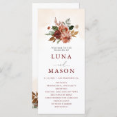 Herfst Terracotta Burgundy Floral Wedding Programmakaart (Voorkant / Achterkant)