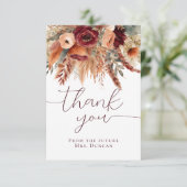 Herfst Terracotta Droge Bloemen Pampas Grass Dank Kaart (Staand voorkant)