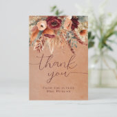 Herfst Terracotta Droge Bloemen Pampas Grass Dank  Kaart (Staand voorkant)