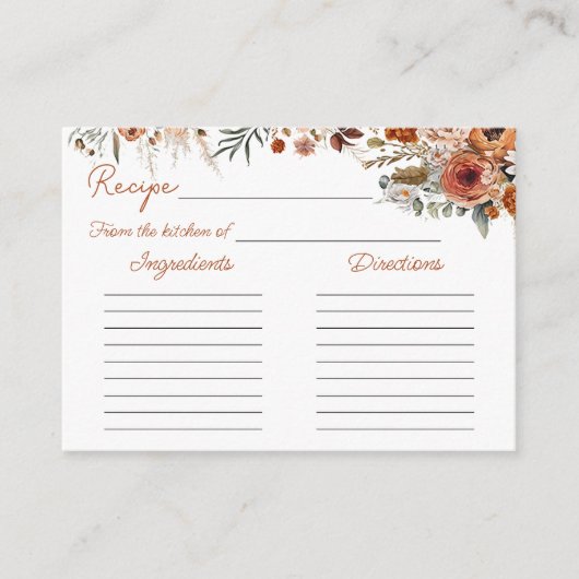 Herfst Terracotta Elegant Vrijgezellenfeest Recept Informatiekaartje (Voorkant)