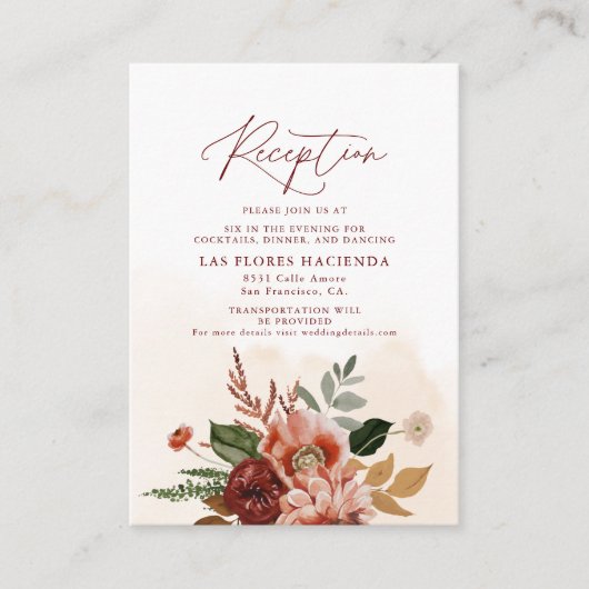 Herfst Terracotta en Burgundy Reception Informatiekaartje (Voorkant)