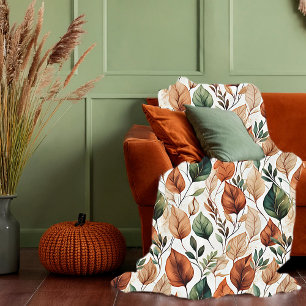 Herfst terracotta en saliebladerenpatroon fleece deken
