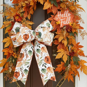 Herfst terracotta en saliebladerenpatroon satijnen lint