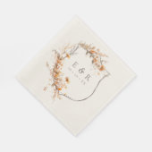Herfst Terracotta Floral Crest Monogram Huwelijk Servet (Hoek)