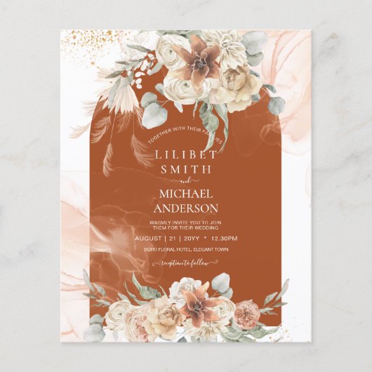 HERFST Terracotta Floral Pampas Grass WEDDING (Voorkant)