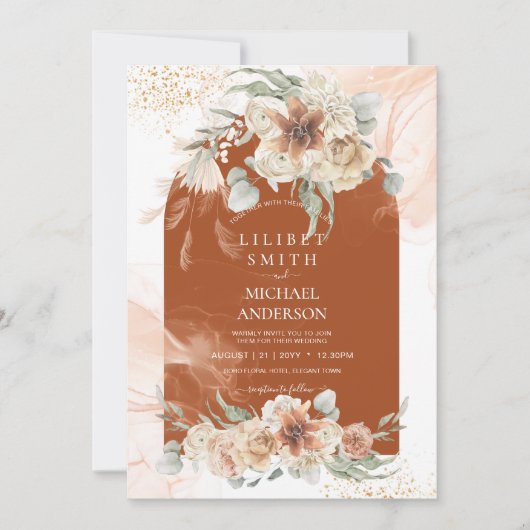 Herfst Terracotta Floral Pampas Grass WEDDING (Voorkant)